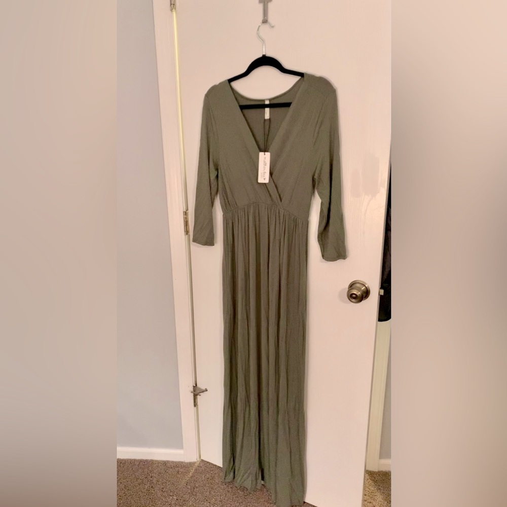 Olive green motherbee maternity floor length dress